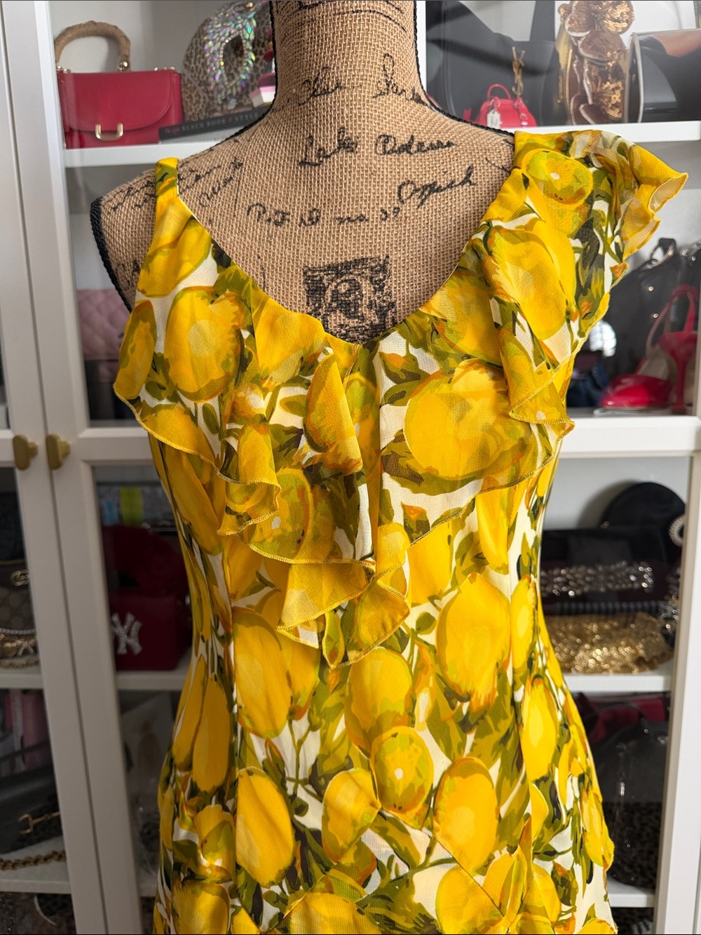 Y2K Signature by Robbie Bee Yellow Lemon-Print Ruffle Midi Dress - Picture 7 of 9